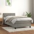 Cama box spring con colchón terciopelo gris claro 100x200
