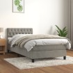 Cama box spring con colchón terciopelo gris claro 100x200 cm
