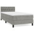 Cama box spring con colchón terciopelo gris claro 100x200