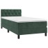 Cama box spring con colchón terciopelo verde oscuro 80x200