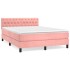 Cama box spring con colchón terciopelo rosa 140x190