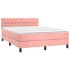 Cama box spring con colchón terciopelo rosa 140x190