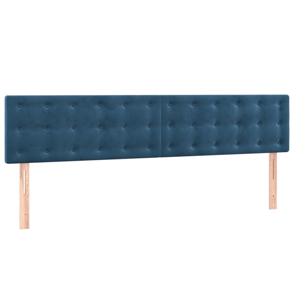Cama box spring con colchón terciopelo azul oscuro 160x200