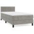 Cama box spring con colchón terciopelo gris claro 90x190