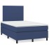 Cama box spring con colchón tela azul 120x200