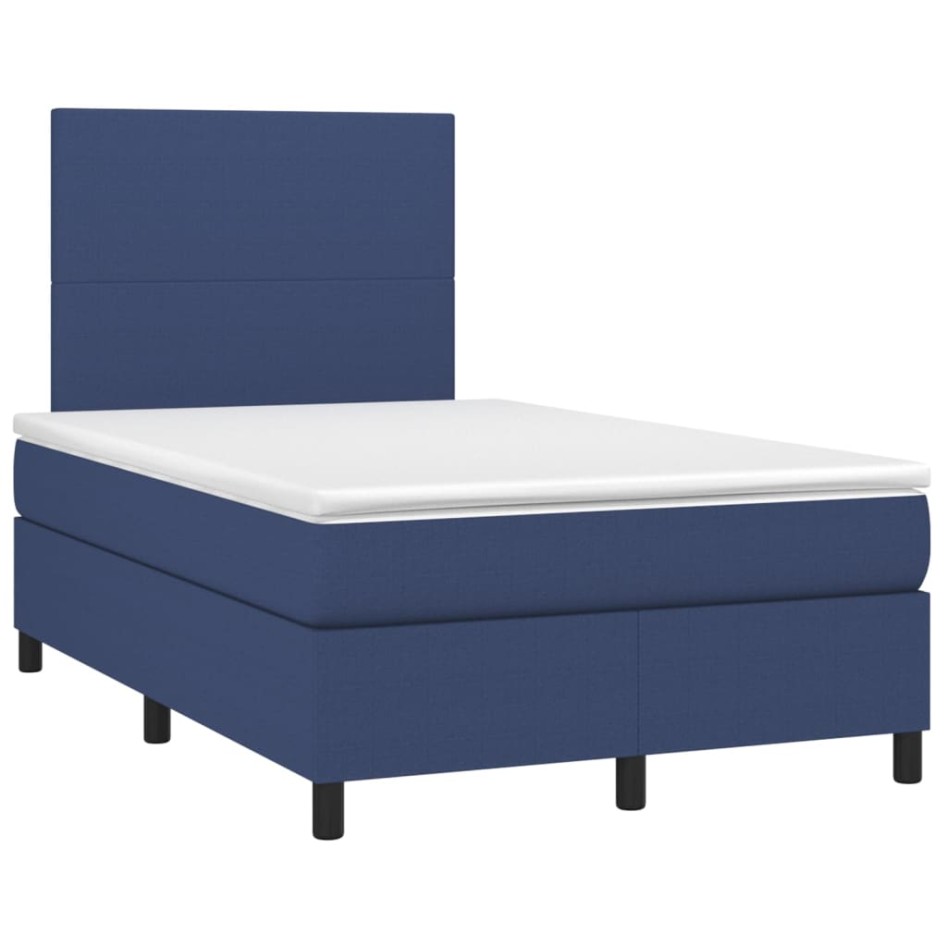 Cama box spring con colchón tela azul 120x200