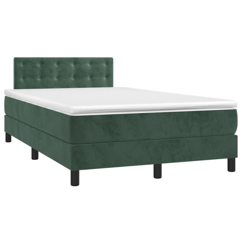 Cama box spring con colchón terciopelo verde oscuro 120x200