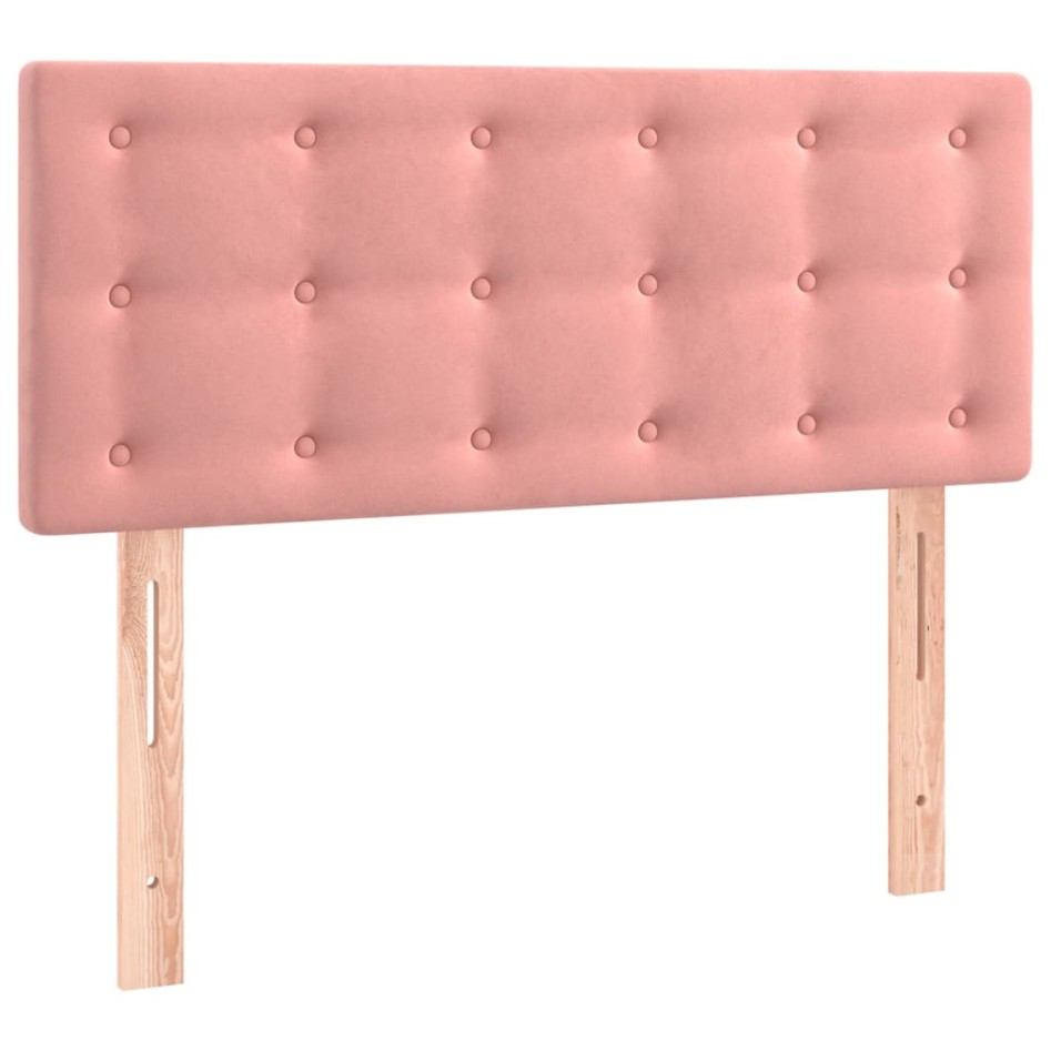 Cama box spring con colchón terciopelo rosa 90x190