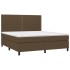 Cama box spring con colchón tela marrón oscuro 180x200