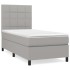 Cama box spring con colchón tela gris claro 90x190