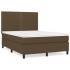 Cama box spring con colchón tela marrón oscuro 140x200