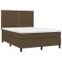 Cama box spring con colchón tela marrón oscuro 140x200