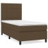 Cama box spring con colchón tela marrón oscuro 90x190
