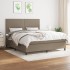 Cama box spring con colchón tela gris taupe 160x200