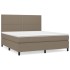 Cama box spring con colchón tela gris taupe 160x200