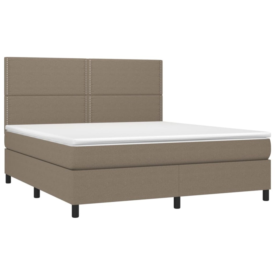 Cama box spring con colchón tela gris taupe 160x200