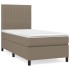 Cama box spring con colchón tela gris taupe 100x200