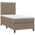 Cama box spring con colchón tela gris taupe 100x200