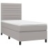 Cama box spring con colchón tela gris claro 100x200