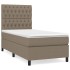 Cama box spring con colchón tela gris taupe 100x200