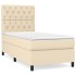 Cama box spring con colchón tela color crema 80x200