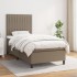 Cama box spring con colchón tela gris taupe 90x190