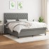 Cama box spring con colchón tela gris oscuro 160x200