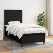 Cama box spring con colchón tela negro 80x200 cm