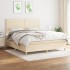 Cama box spring con colchón tela color crema 180x200