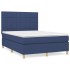 Cama box spring con colchón tela azul 140x200