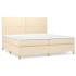 Cama box spring con colchón tela color crema 200x200