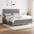 Cama box spring con colchón tela gris oscuro 160x200