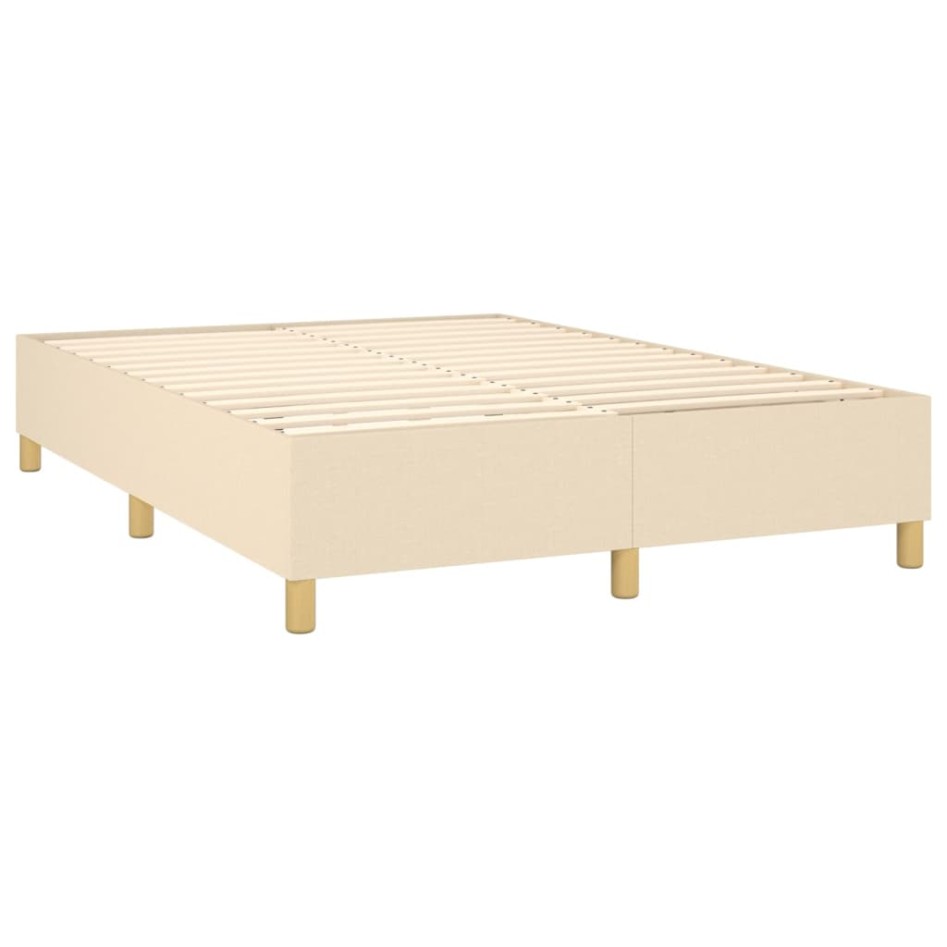 Cama box spring con colchón tela color crema 140x190