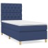 Cama box spring con colchón tela azul 80x200