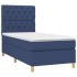 Cama box spring con colchón tela azul 80x200