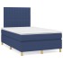 Cama box spring con colchón tela azul 120x200