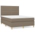 Cama box spring con colchón tela gris taupe 140x190