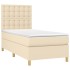 Cama box spring con colchón tela color crema 100x200