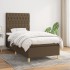 Cama box spring con colchón tela marrón oscuro 100x200