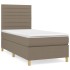 Cama box spring con colchón tela gris taupe 90x190