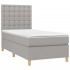 Cama box spring con colchón tela gris claro 100x200