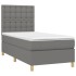 Cama box spring con colchón tela gris oscuro 80x200