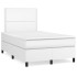 Cama box spring con colchón cuero sintético blanco 120x200