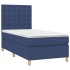 Cama box spring con colchón tela azul 90x200
