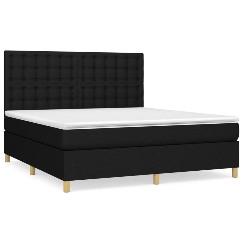 Cama box spring con colchón tela negro 160x200
