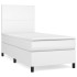 Cama box spring con colchón cuero sintético blanco 100x200
