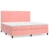 Cama box spring con colchón terciopelo rosa 200x200