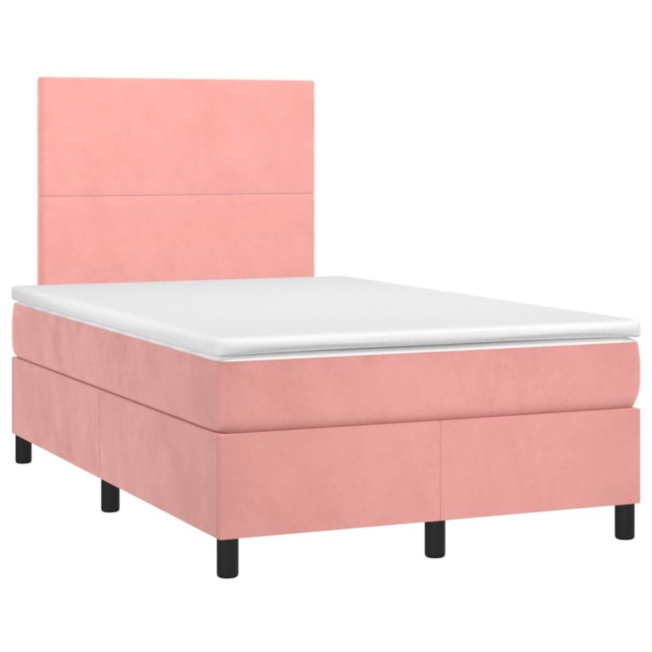 Cama box spring con colchón terciopelo rosa 120x200