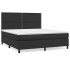 Cama box spring con colchón cuero sintético negro 180x200