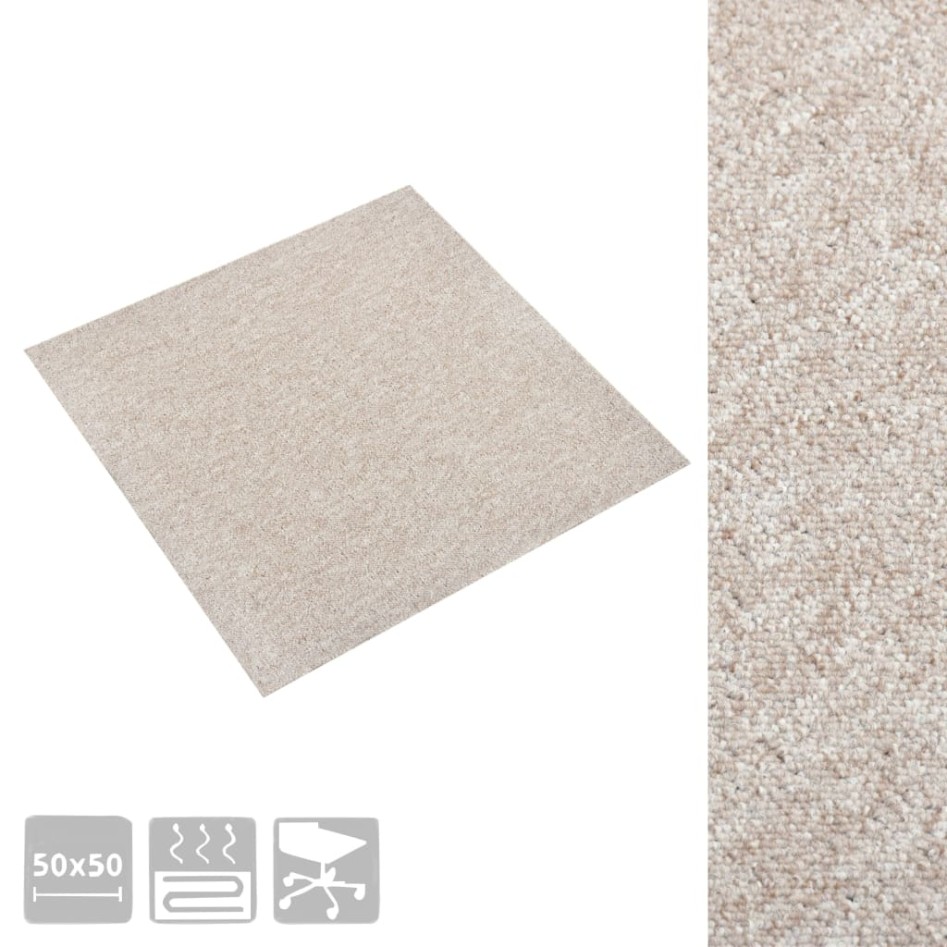 Baldosas de suelo de moqueta 20 uds 5 m² 50x50 cm beige